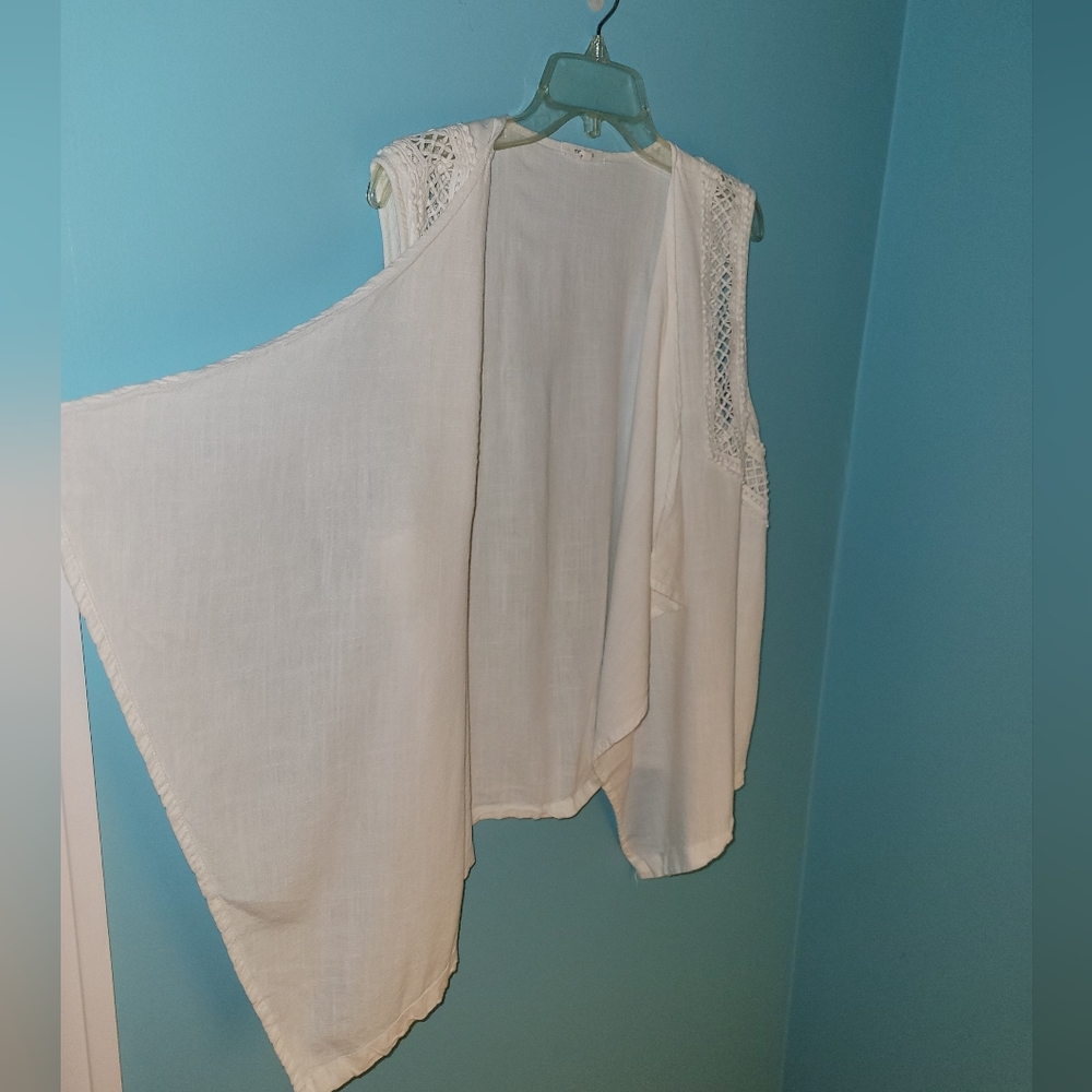Maurices Linen White Open Front Caridgan Vest sz. XXL - Picture 3 of 6